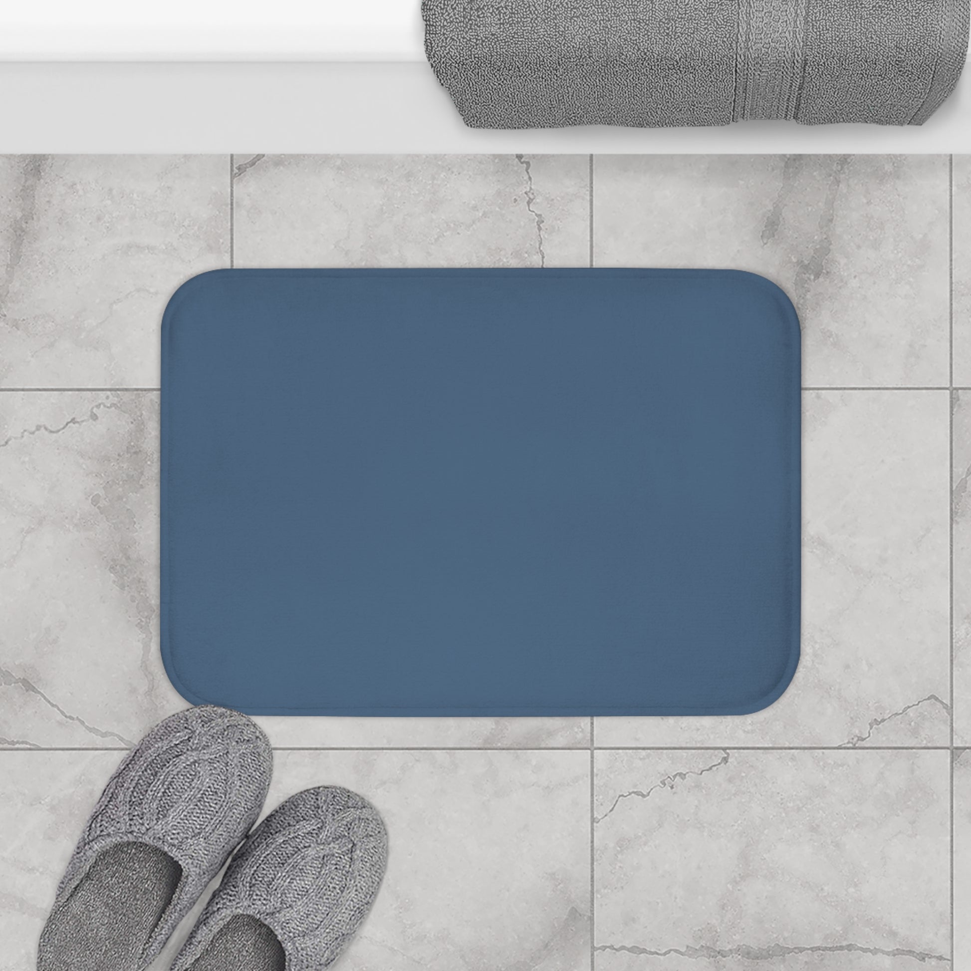 Coastal Blue Memory Foam Bath Mat — Soft Absorbent Bathroom Rug, 2 sizes