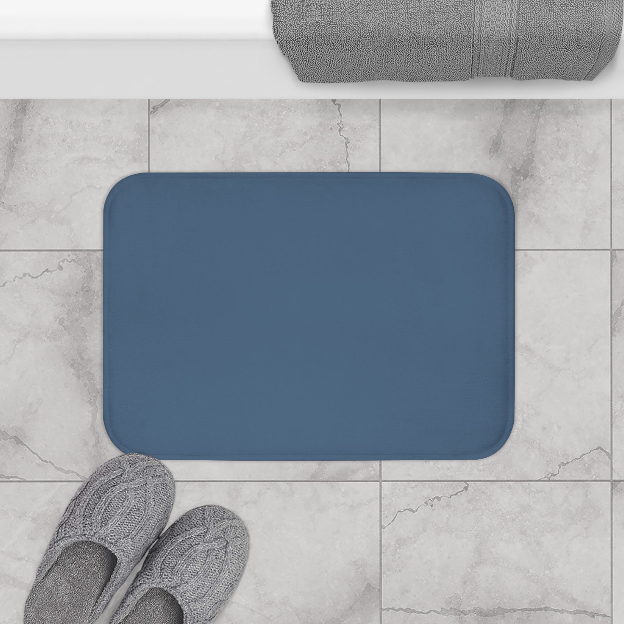 Coastal Blue Memory Foam Bath Mat — Soft Absorbent Bathroom Rug, 2 sizes