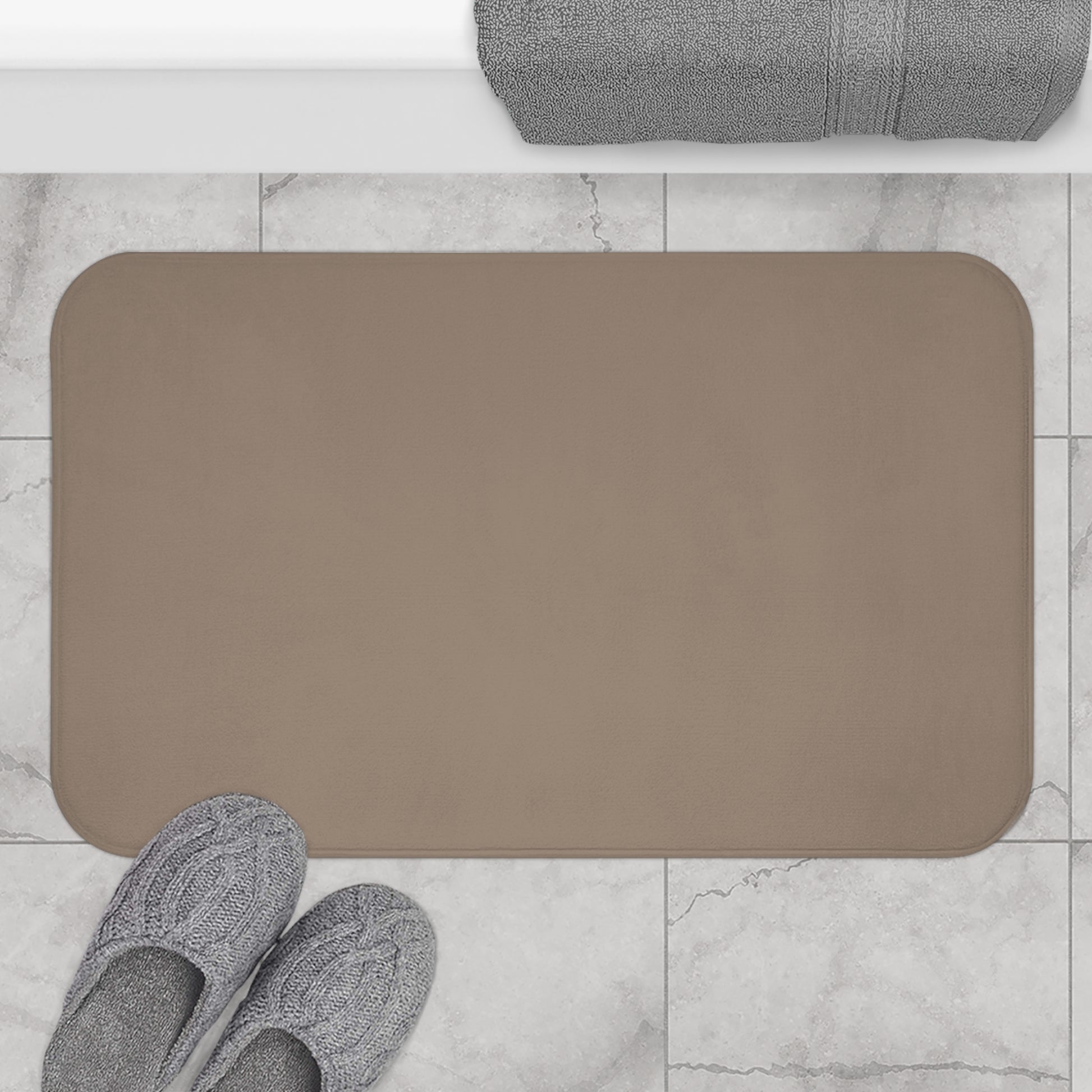 Taupe Memory Foam Bath Mat — Soft Absorbent Bathroom Rug, 2 sizes