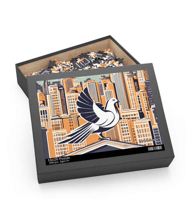 City Bird on Roof, Jigsaw Puzzle, (120, 252, or 500-Piece)