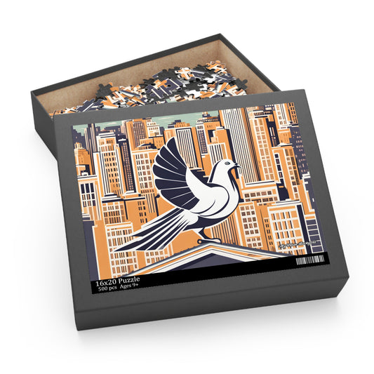 City Bird on Roof, Jigsaw Puzzle, (120, 252, or 500-Piece)