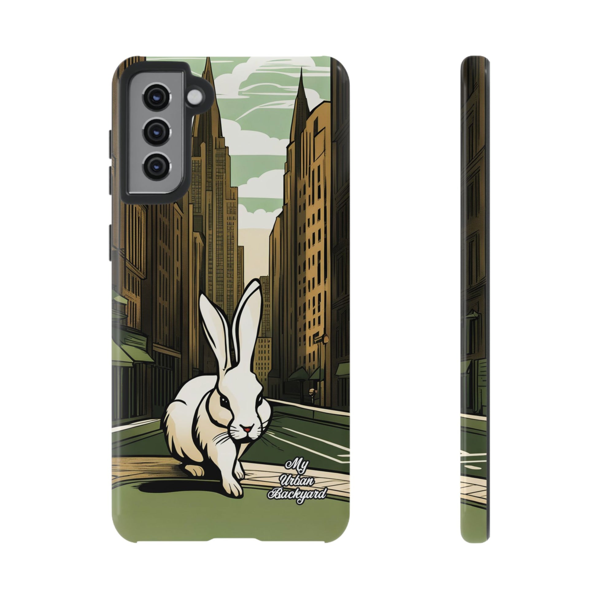 White Rabbit on a City Street, Cell Phone Case - Apple, Samsung, or Google Pixel