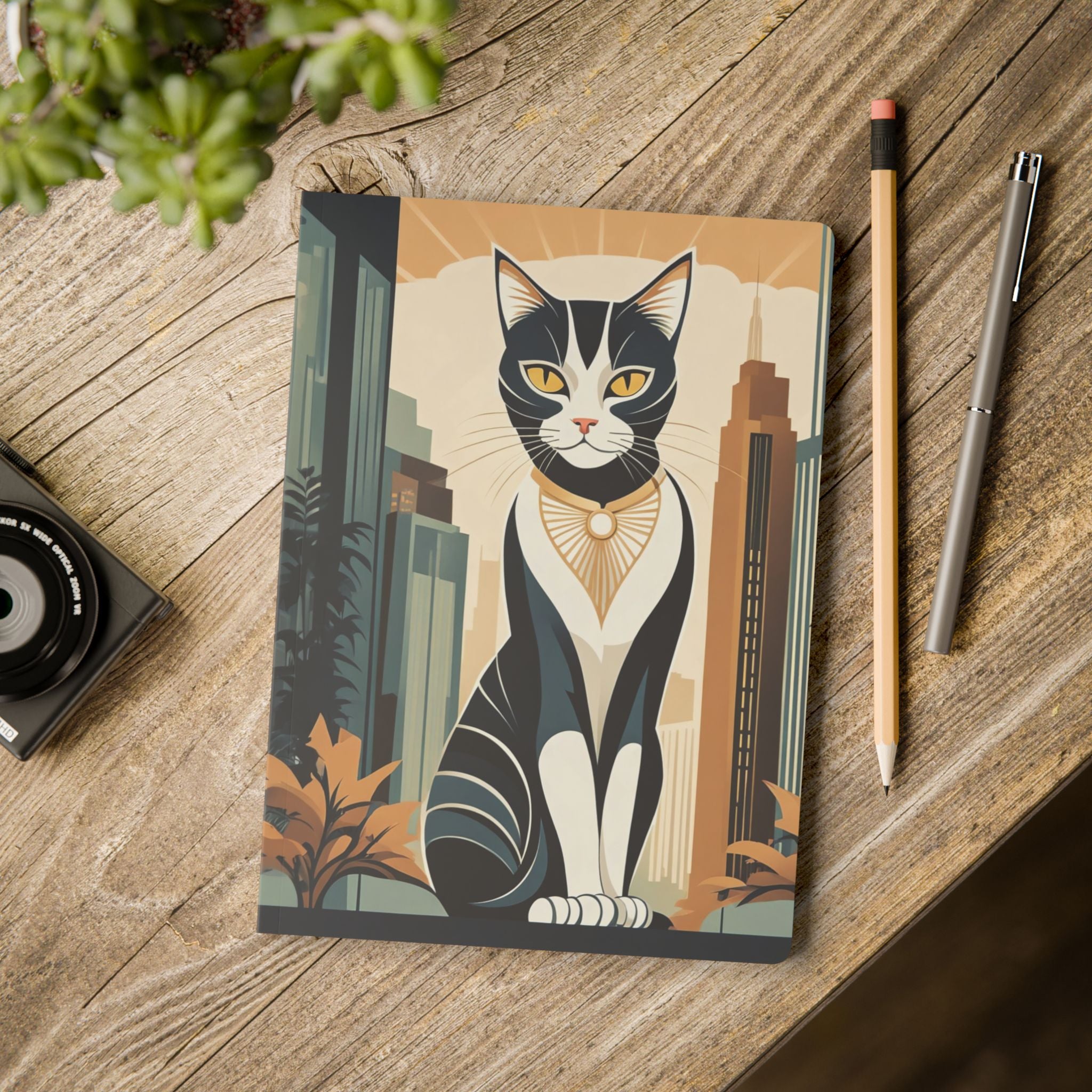 Art Deco City Cat Softcover Journal
