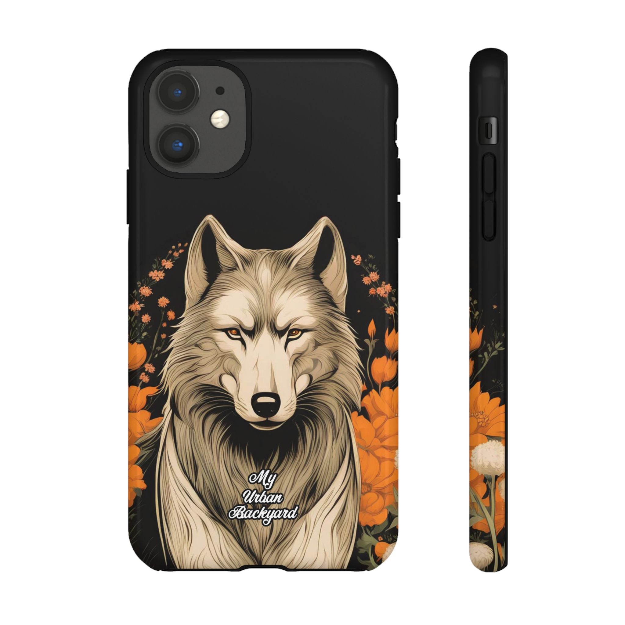 Wolf with Flowers, Animal Cell Phone Case - Apple, Samsung, Google Pixel