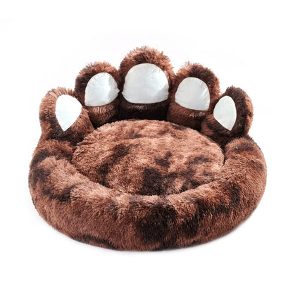 Cozy Plush Bear Paw Shape Pet Bed For Small And Medium Dogs And Cats