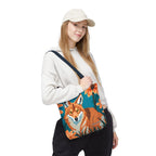 Coyote with Flowers Tote Bag with Cotton Handles For Everyday Use, 3 Sizes