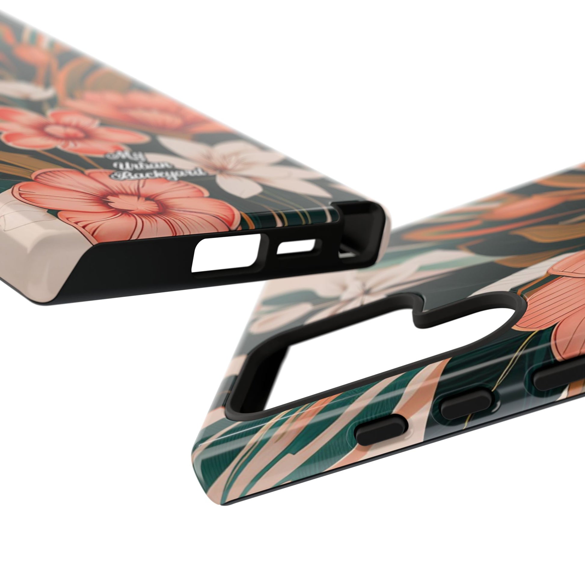 Peach Art Deco Flowers, Cell Phone Case - Apple, Samsung, Google Pixel