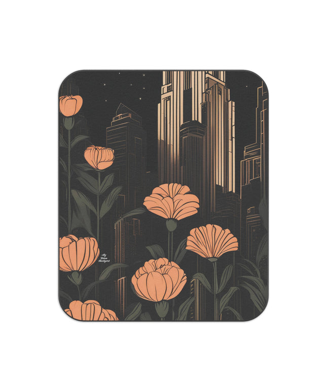 Urban Evening with Flowers, Outdoor Picnic Blanket with Soft Fleece Top, Water-Resistant Bottom, 51" × 61"