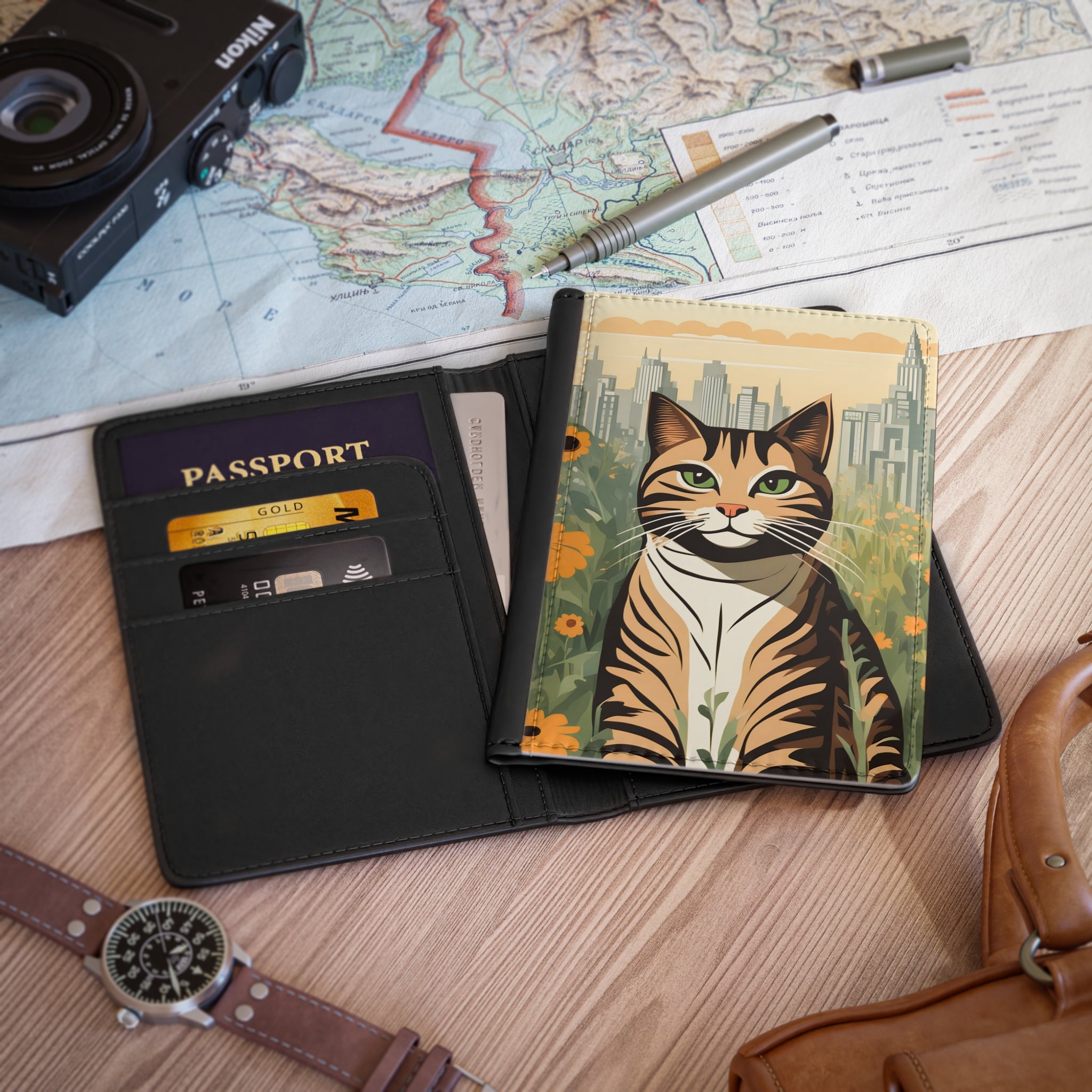 Finn Purrington, Cat Cityscape Passport Cover