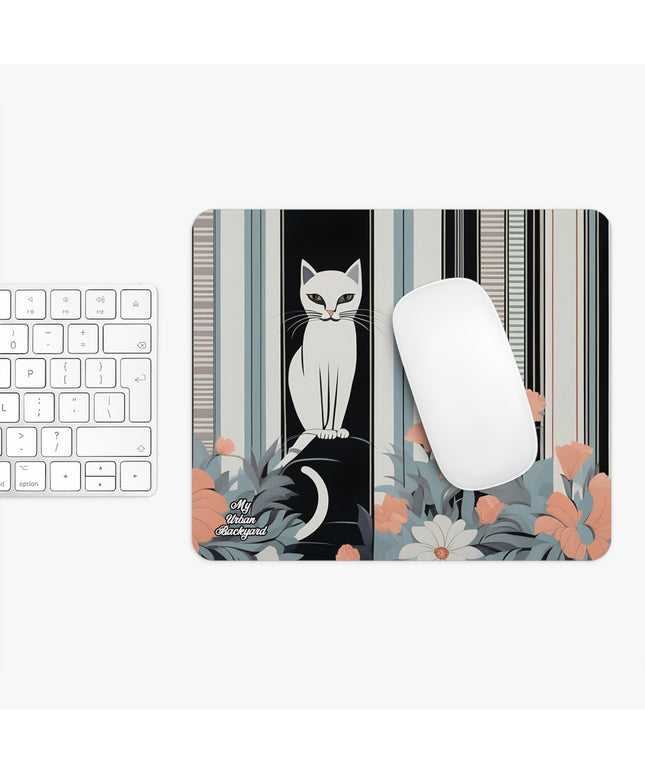 White Cat, Computer Mouse Pad - for Home or Office