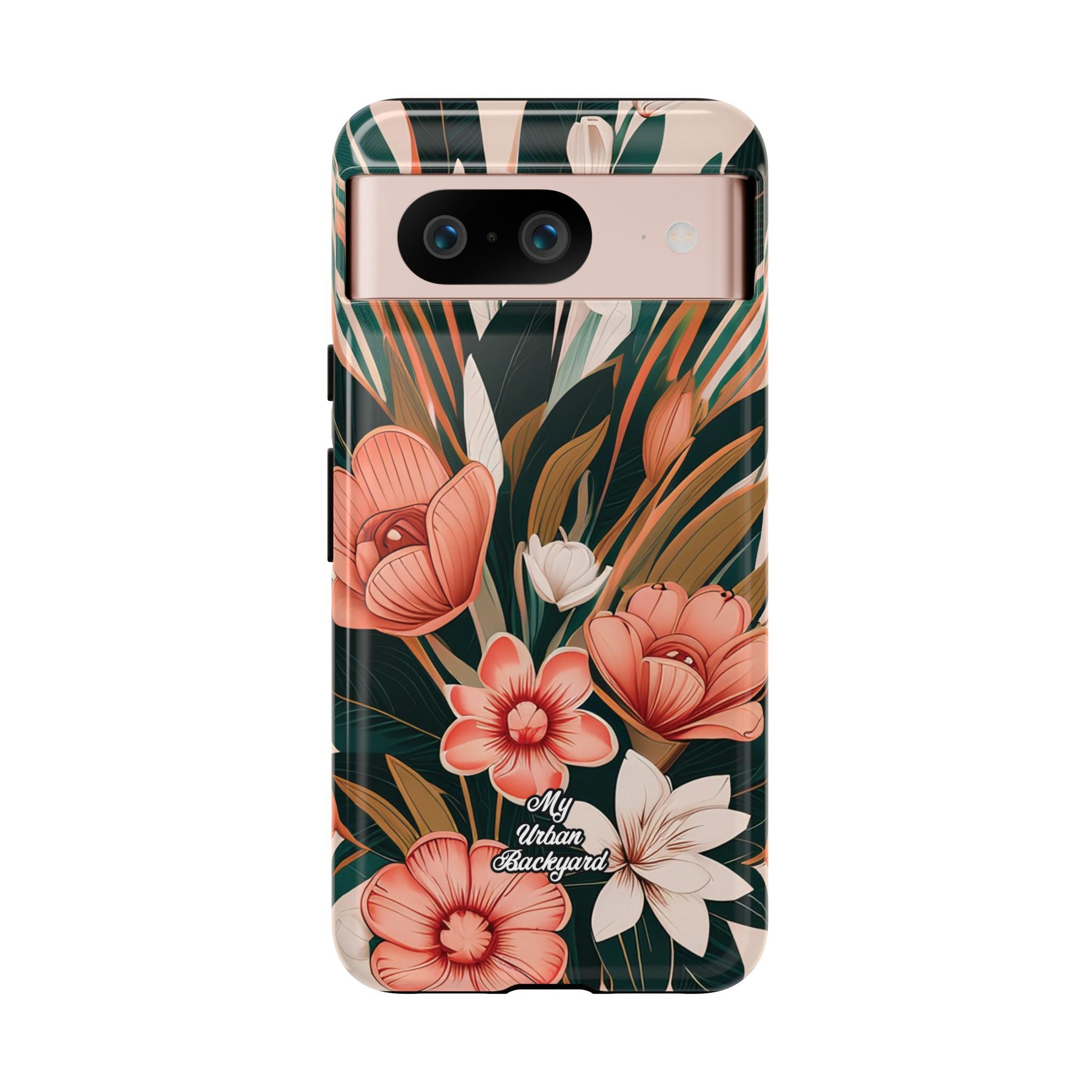 Peach Art Deco Flowers, Cell Phone Case - Apple, Samsung, Google Pixel