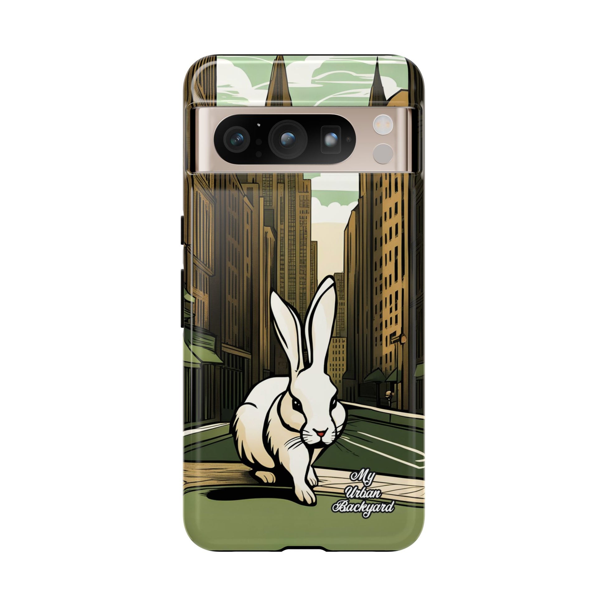 White Rabbit on a City Street, Cell Phone Case - Apple, Samsung, or Google Pixel