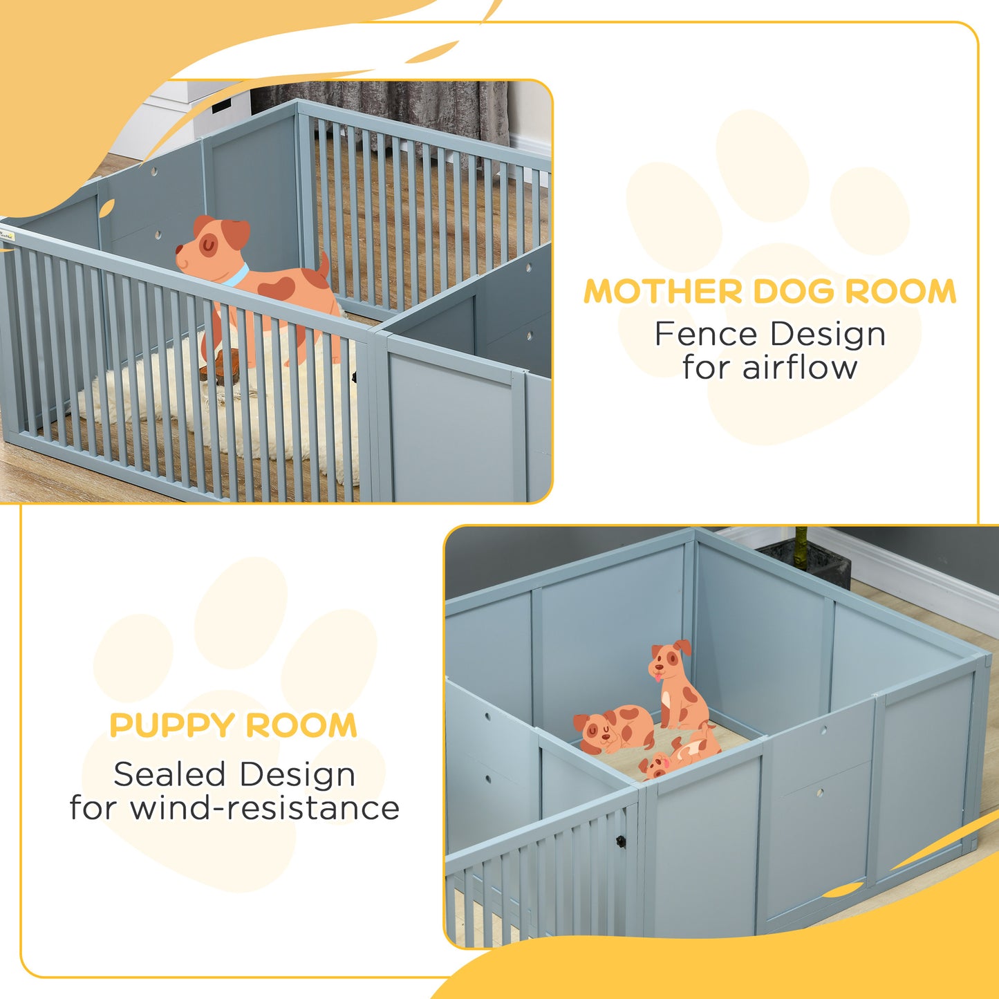 81" Whelping Box, For Dog Mothers And Newborn Puppies, Light Grey