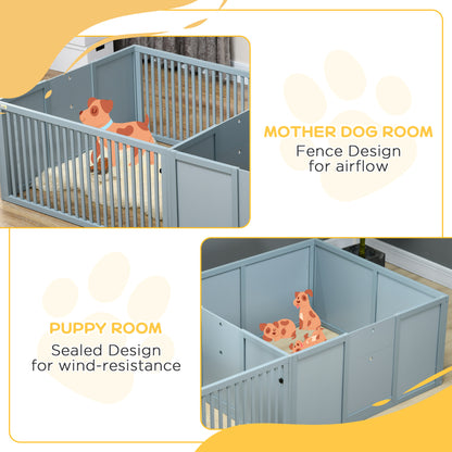 81" Whelping Box, For Dog Mothers And Newborn Puppies, Light Grey