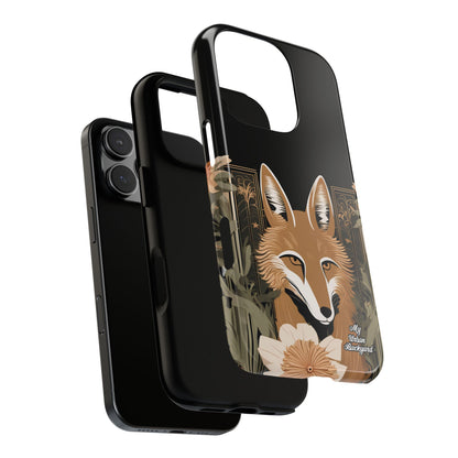 Art Deco Coyote with Flower, Cell Phone Case - Apple, Samsung or Google Pixel