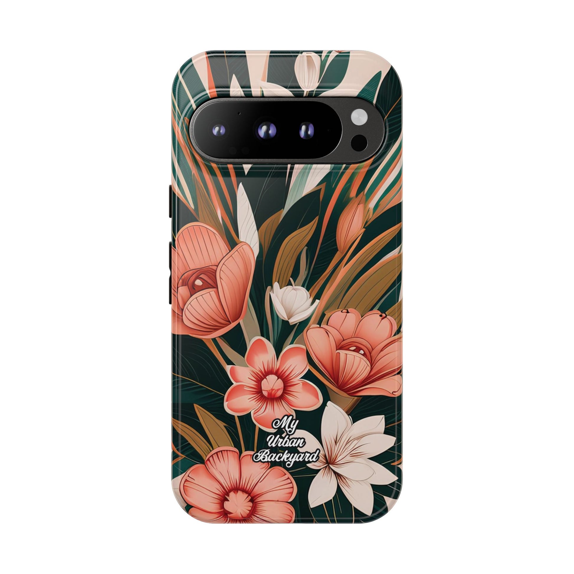 Peach Art Deco Flowers, Cell Phone Case - Apple, Samsung, Google Pixel
