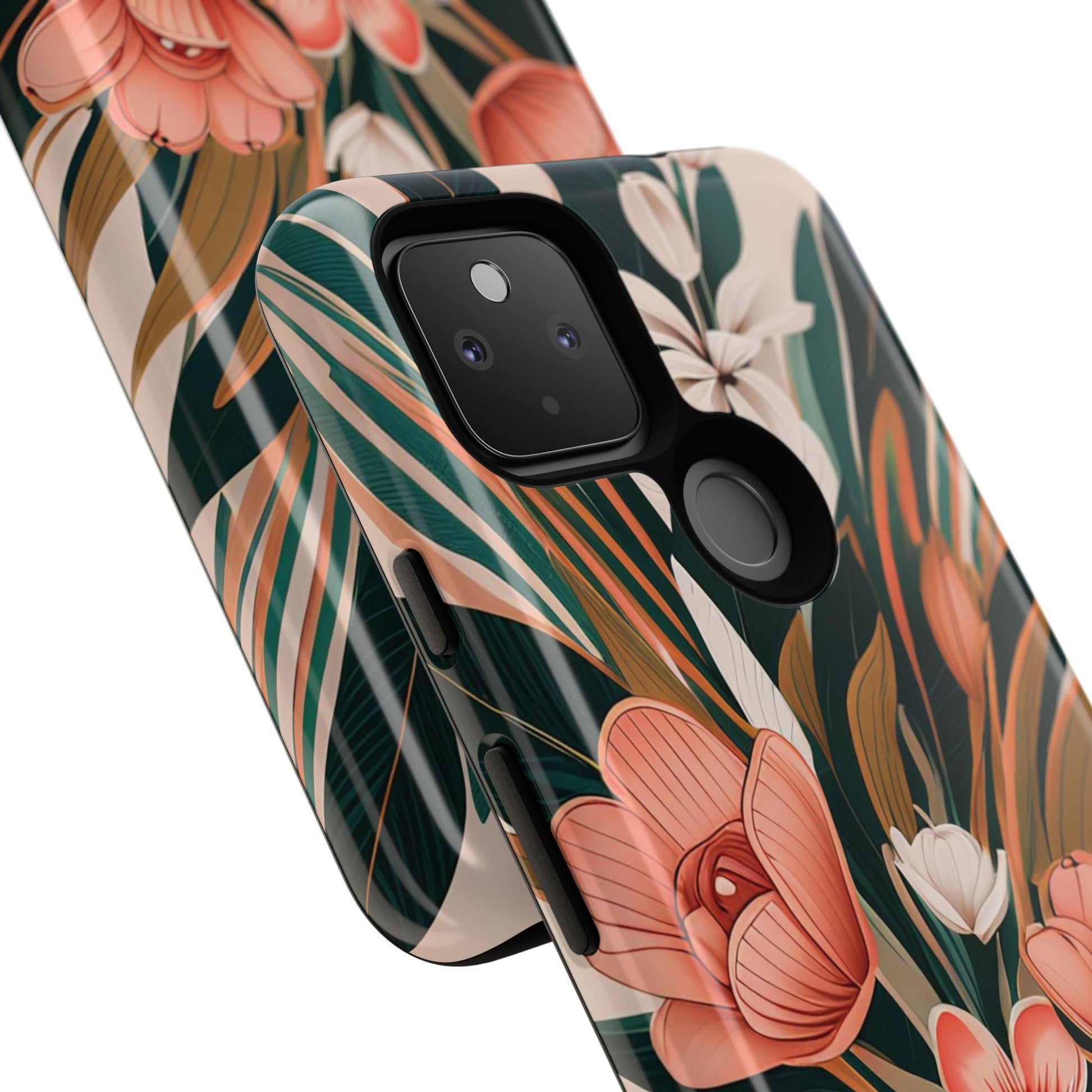 Peach Art Deco Flowers, Cell Phone Case - Apple, Samsung, Google Pixel