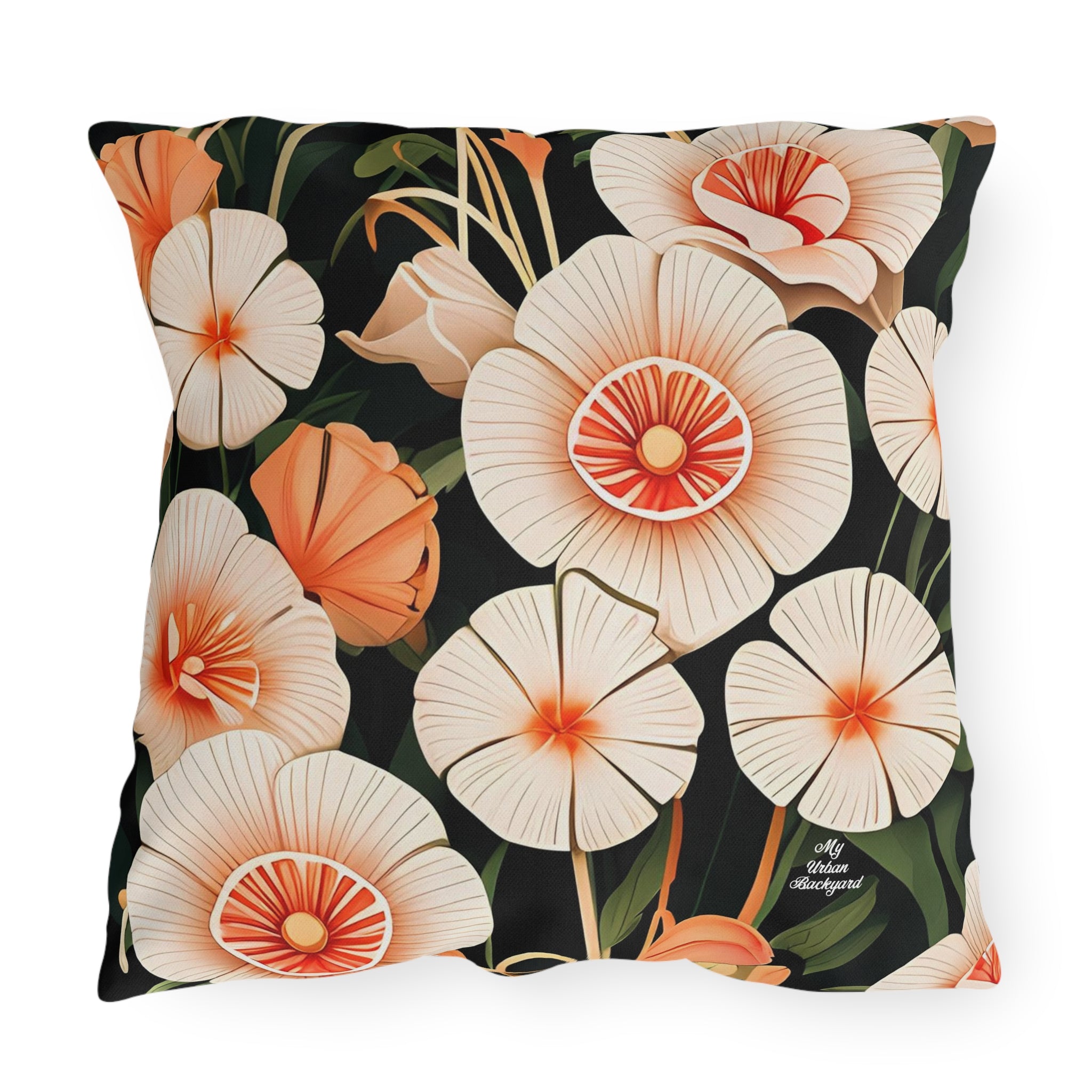 Art Deco Flowers, Terracotta accent color, Throw Pillow