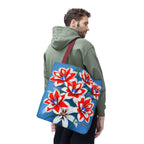 Bouquet of Red White and Blue Flowers Tote Bag with Cotton Handles For Everyday Use, 3 Sizes