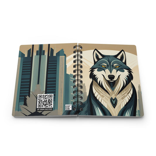 Art Deco Wolf Lined Spiral Journal