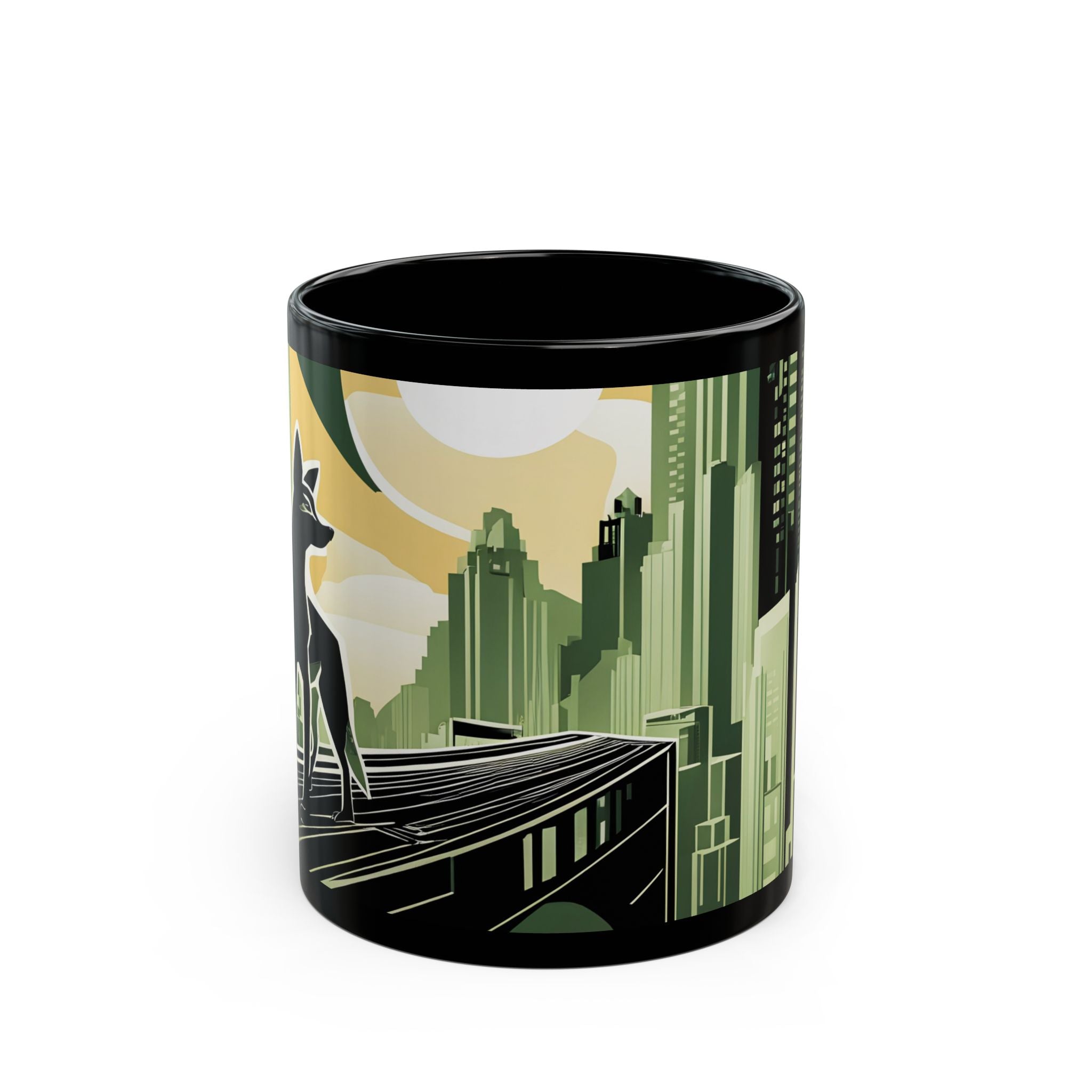Art Deco Coyote, Ceramic Coffee Mug