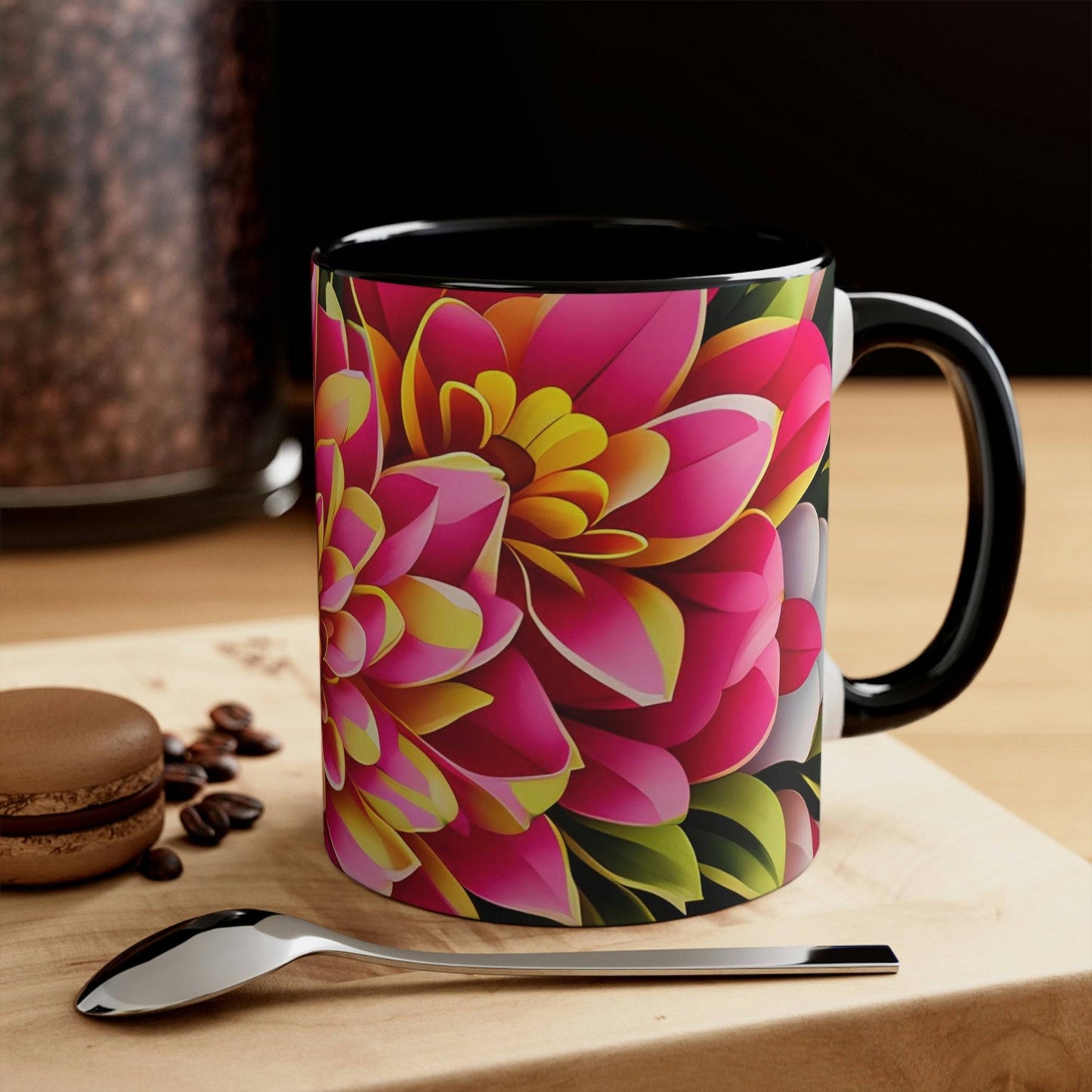 Ceramic Mug for Coffee, Tea, Hot Cocoa. Home/Office, Vibrant Flowers