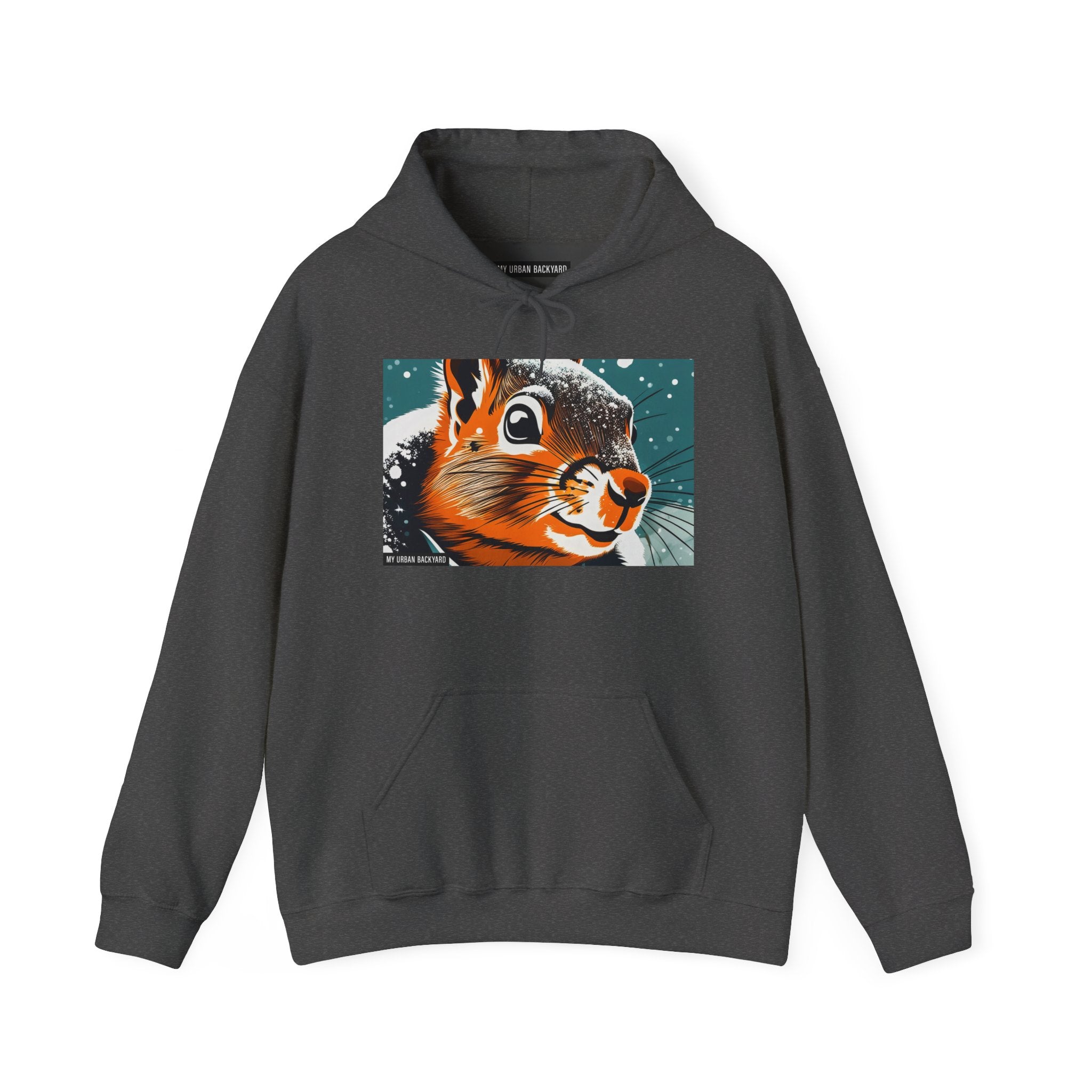 Winter Squirrel Sweatshirt - Unisex Heavy Blend Hooded, Cute Animal Apparel, Winter Fashion, Gift for Nature Lovers, Snowy Days, Cozy Wear