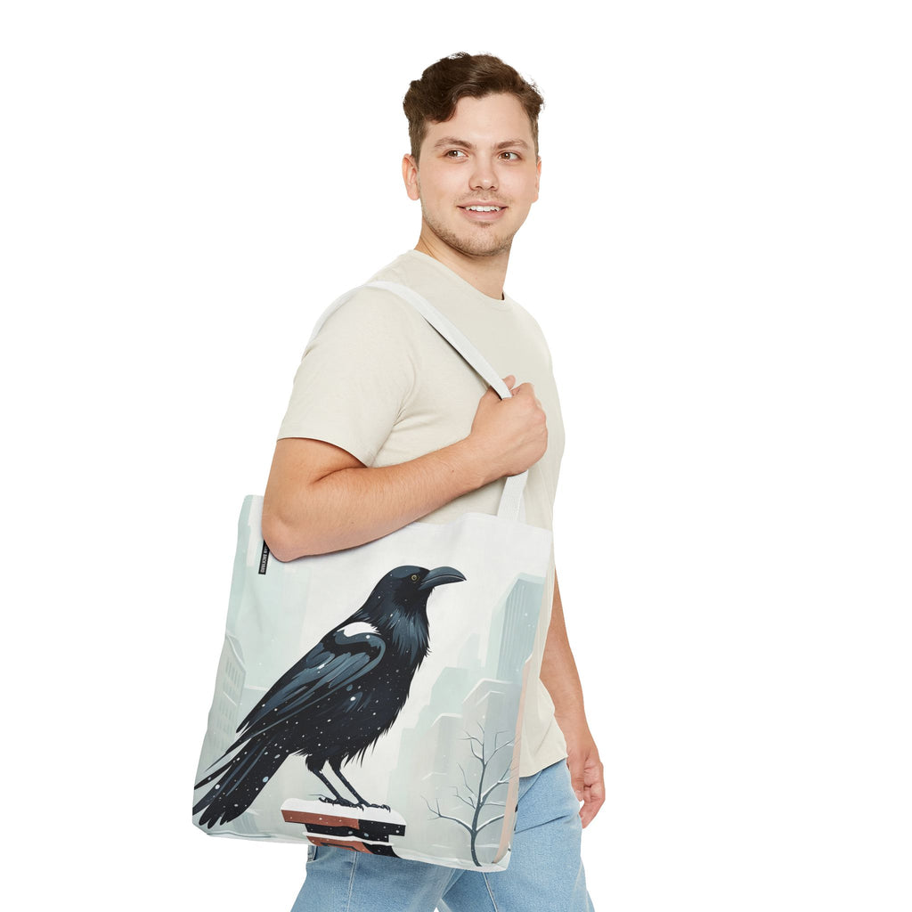 Winter Crow Tote Bag with Cotton Handles For Everyday Use, 3 Sizes