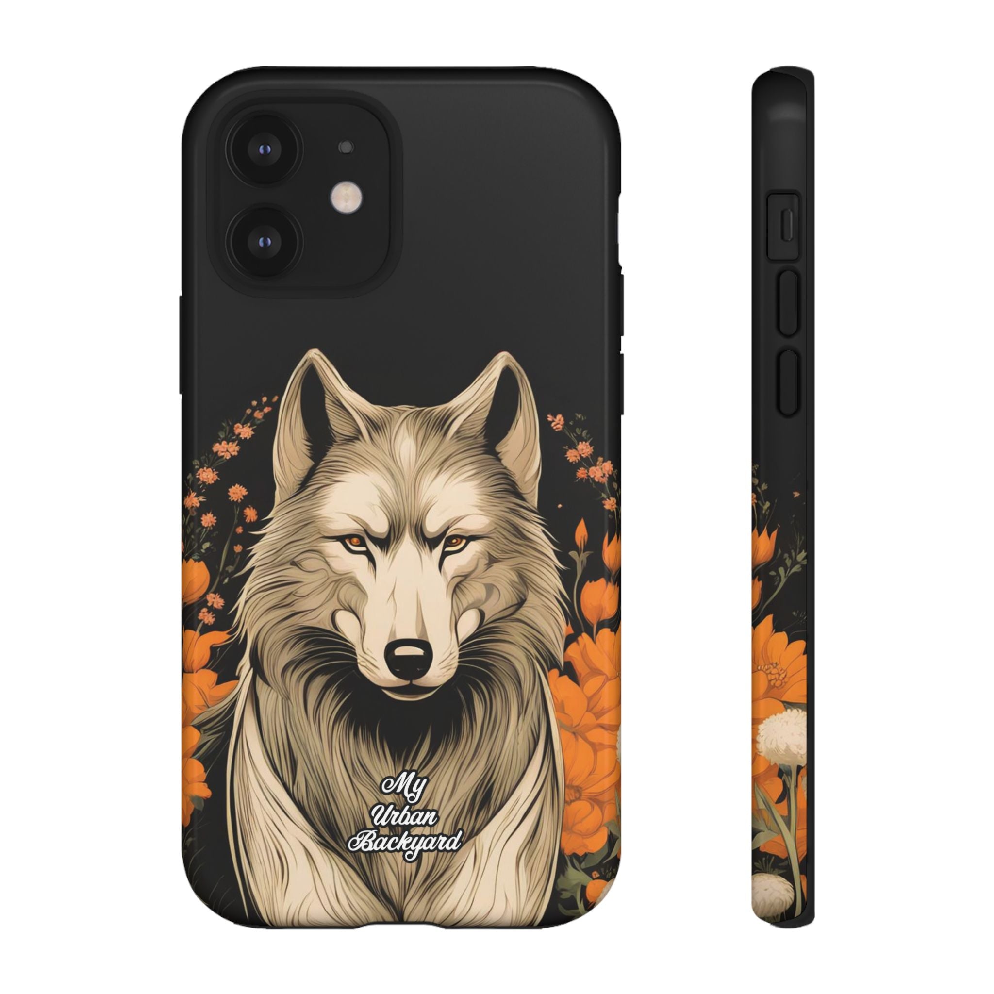Wolf with Flowers, Animal Cell Phone Case - Apple, Samsung, Google Pixel