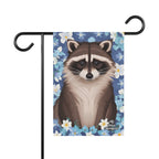 Raccoon in Pale Blue Flowers, Garden Flag