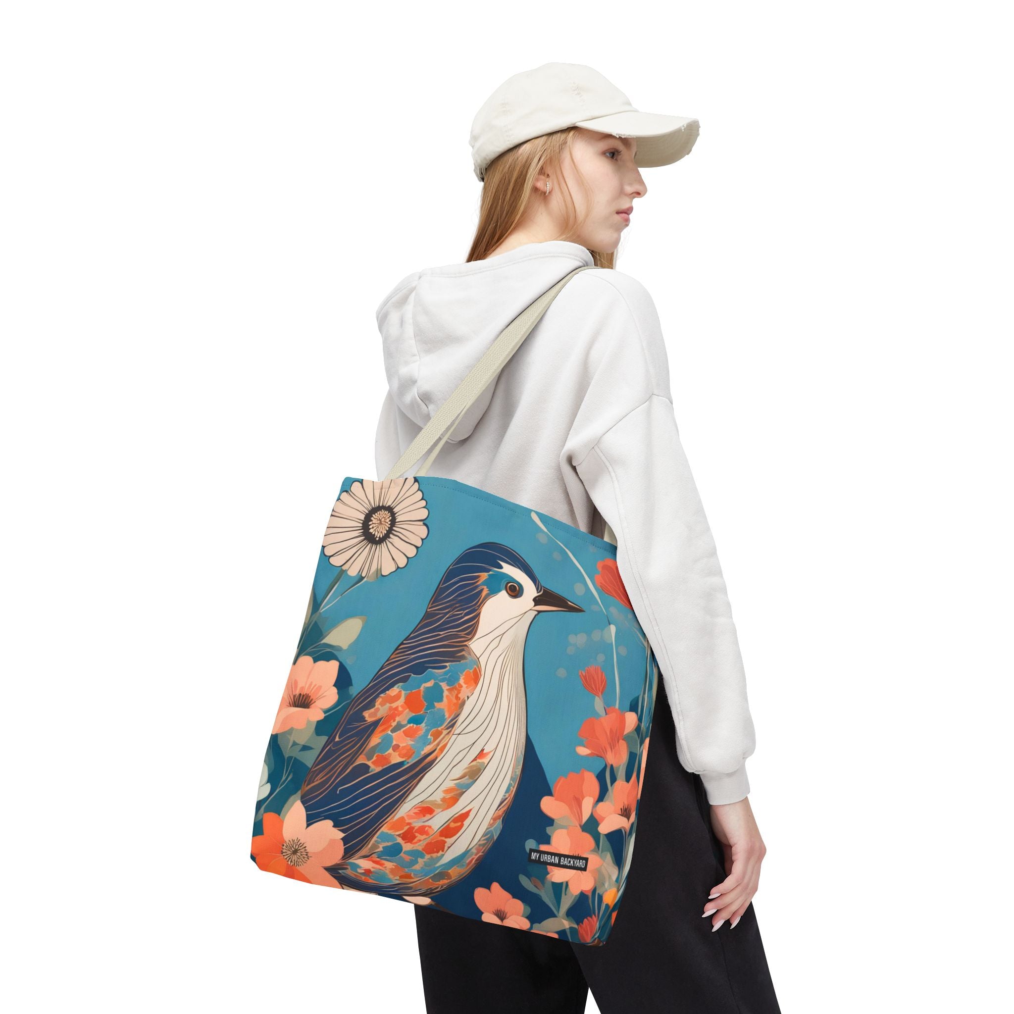 Colorful Bird, Everyday Tote Bag w Cotton Handles