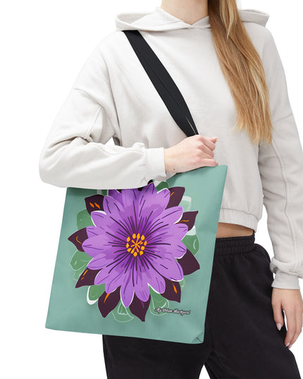 Purple Flower Tote Bag with Cotton Handles For Everyday Use, 3 Sizes
