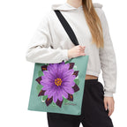 Purple Flower Tote Bag with Cotton Handles For Everyday Use, 3 Sizes