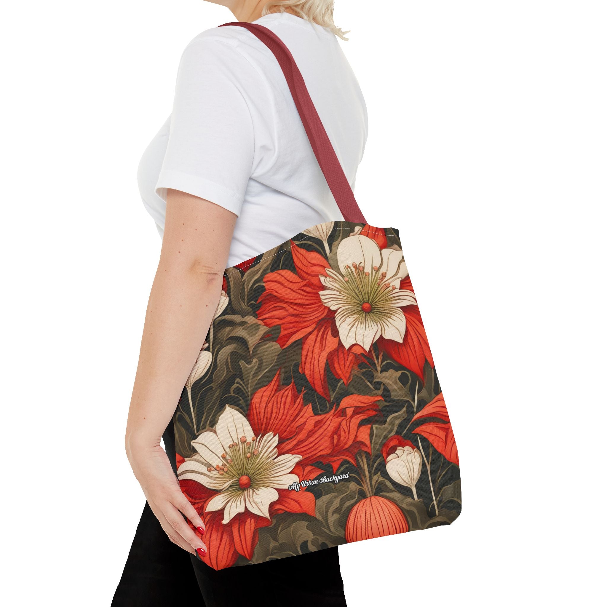 Holiday Flowers, Tote Bag with Cotton Handles
