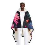 Night Blooming Flowers on Black, Cozy Hooded Sherpa Fleece Blanket