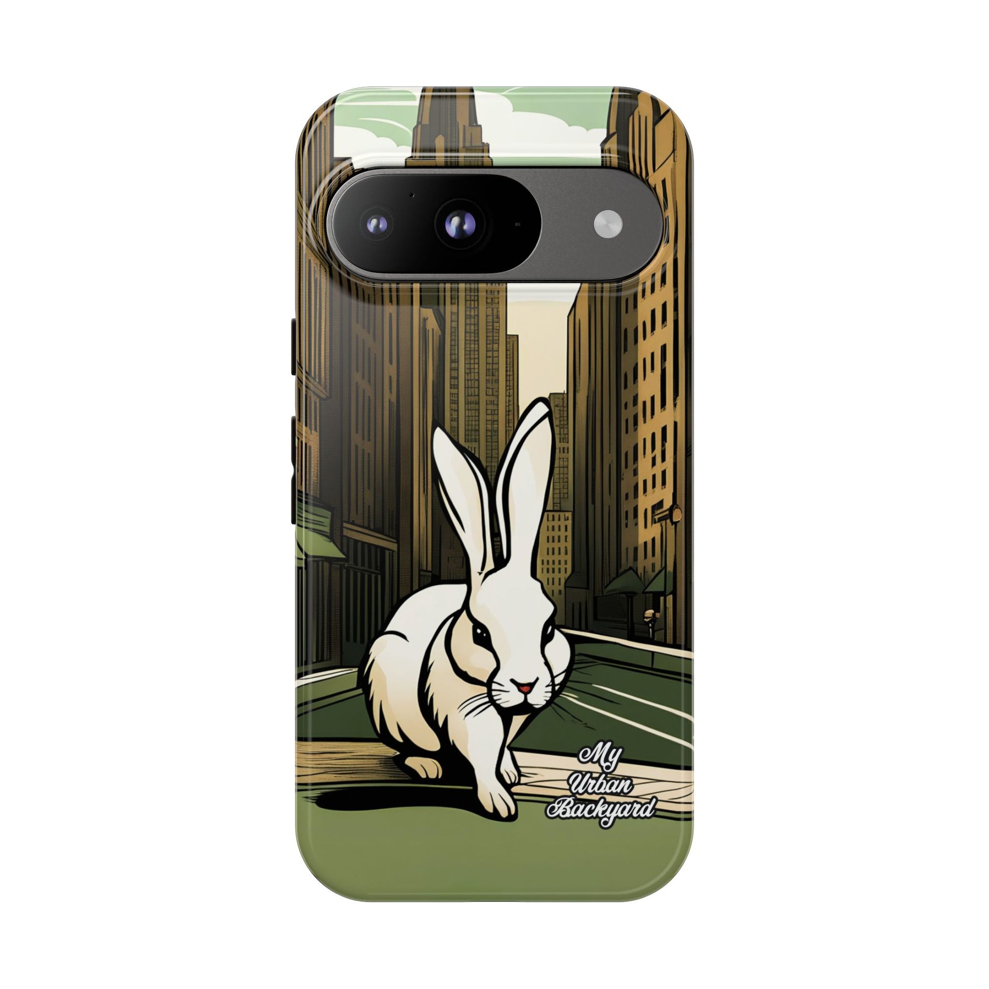 White Rabbit on a City Street, Cell Phone Case - Apple, Samsung, or Google Pixel