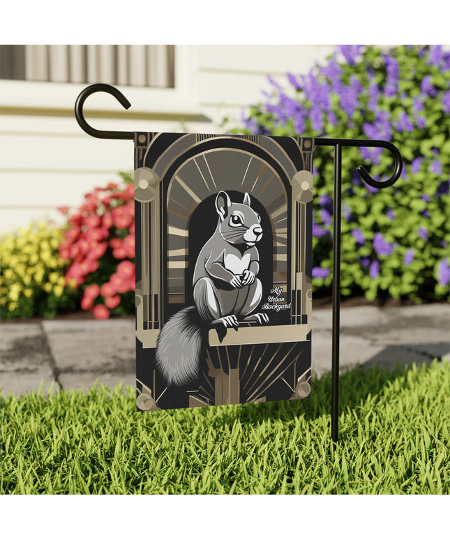 Art Deco Squirrel, Garden Flag for Yard, Patio, Porch, or Work, 12"x18" - Flag only