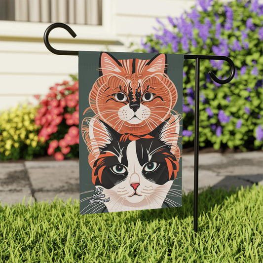 Two Cats, Garden Flag for Yard, Patio, Porch, or Work, 12"x18" - Flag only