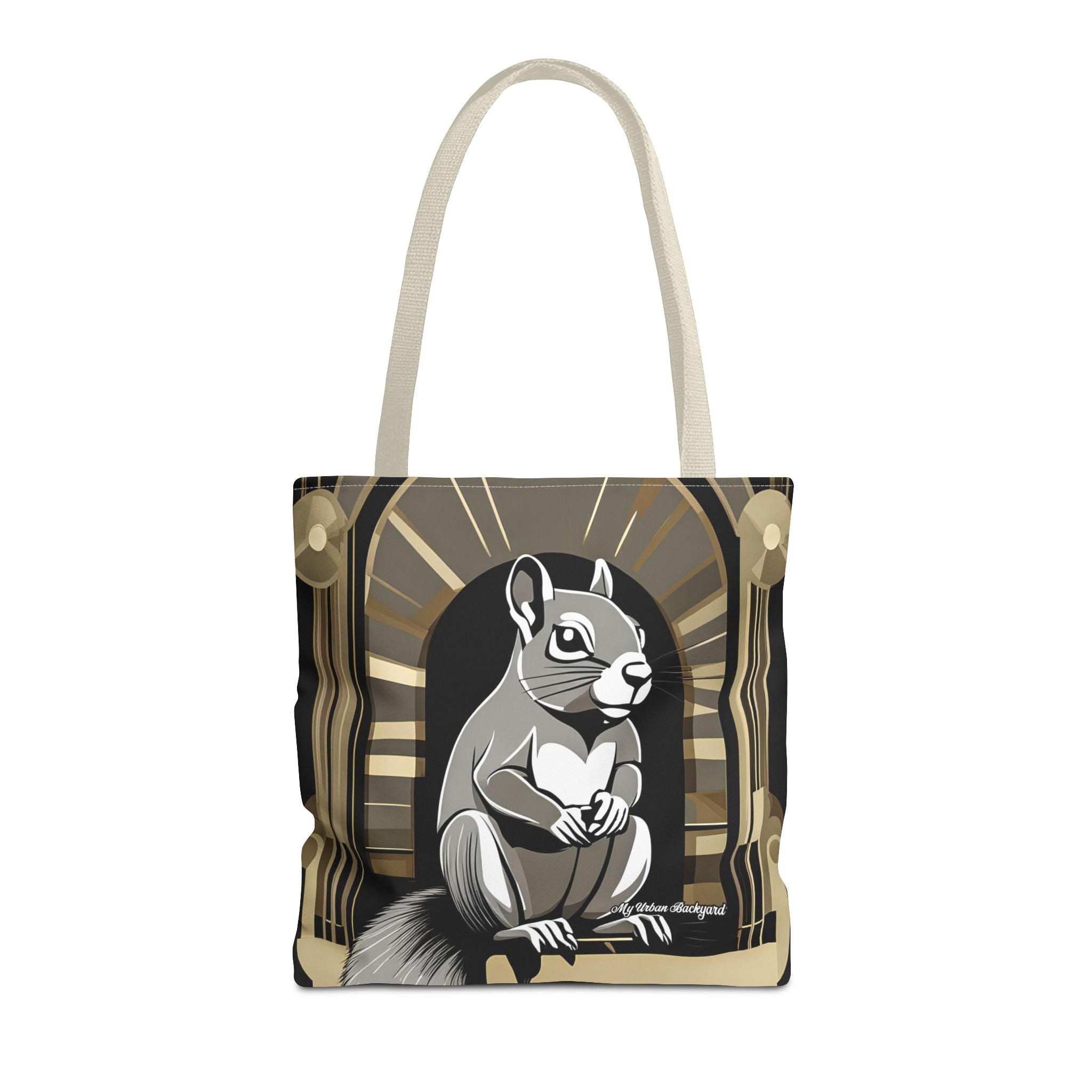 Art Deco Squirrel, Tote Bag with Cotton Handles For Everyday Use, 3 Sizes