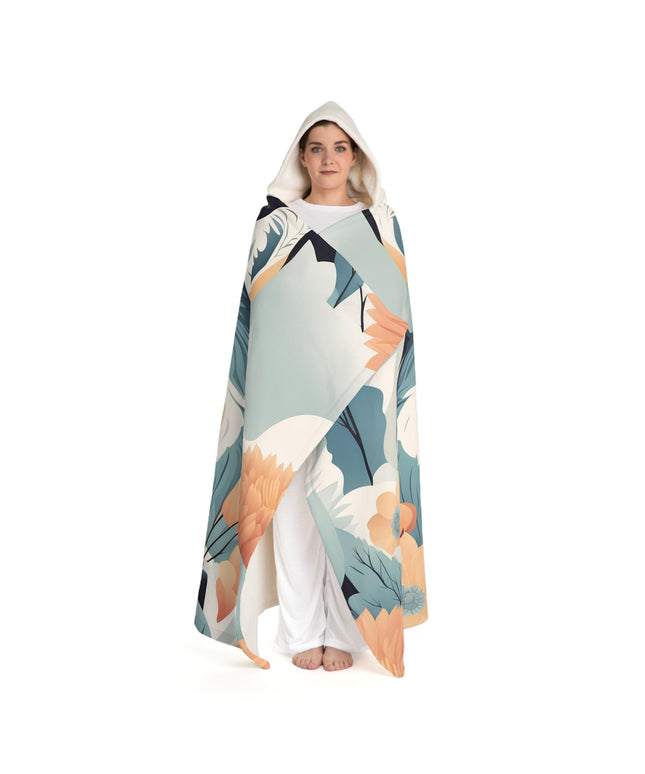 Blue Wolf, Cozy Hooded Sherpa Fleece Blanket