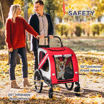 2-in-1 Pet Stroller And Bike Trailer, For Small Pets, Red