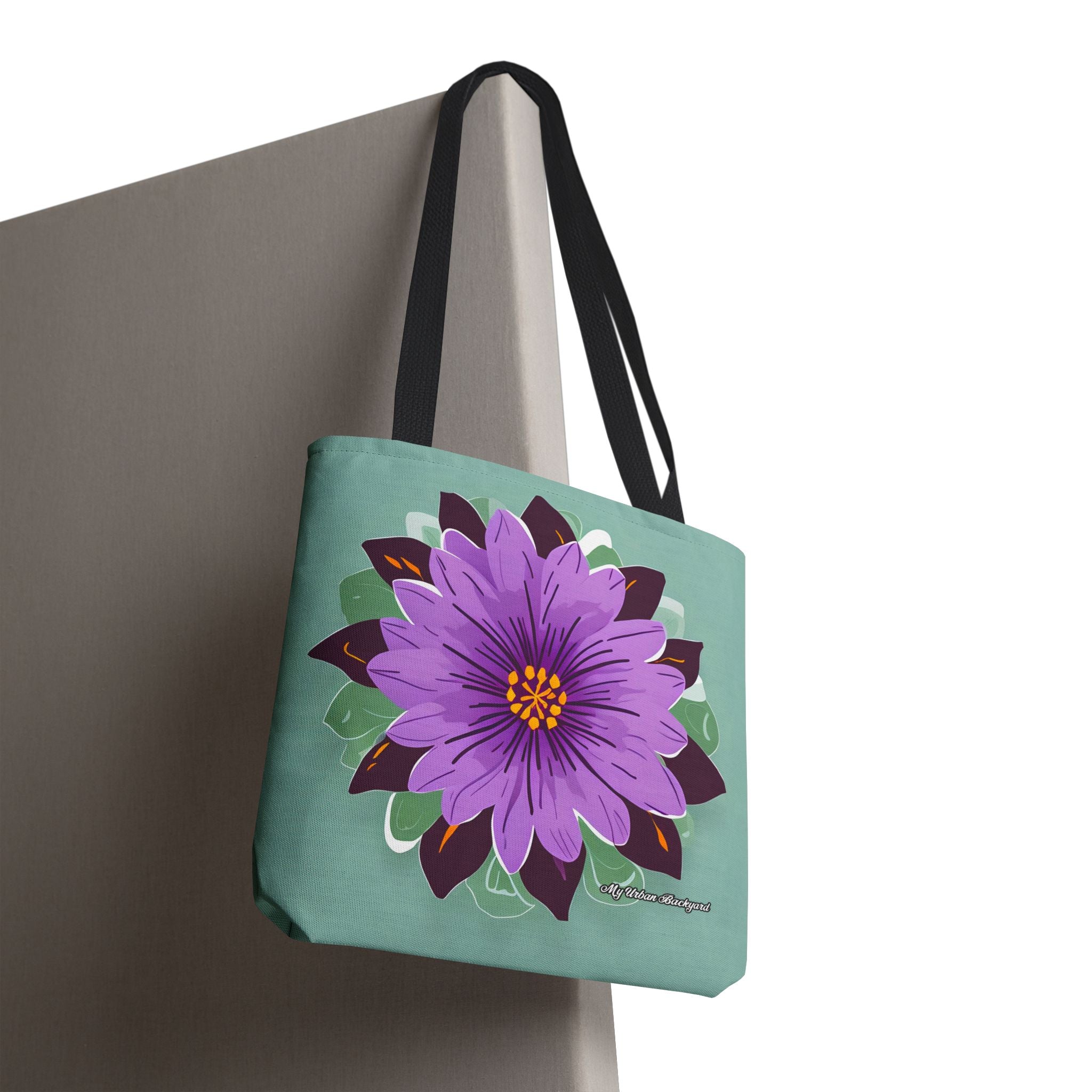 Purple Flower Tote Bag with Cotton Handles For Everyday Use, 3 Sizes