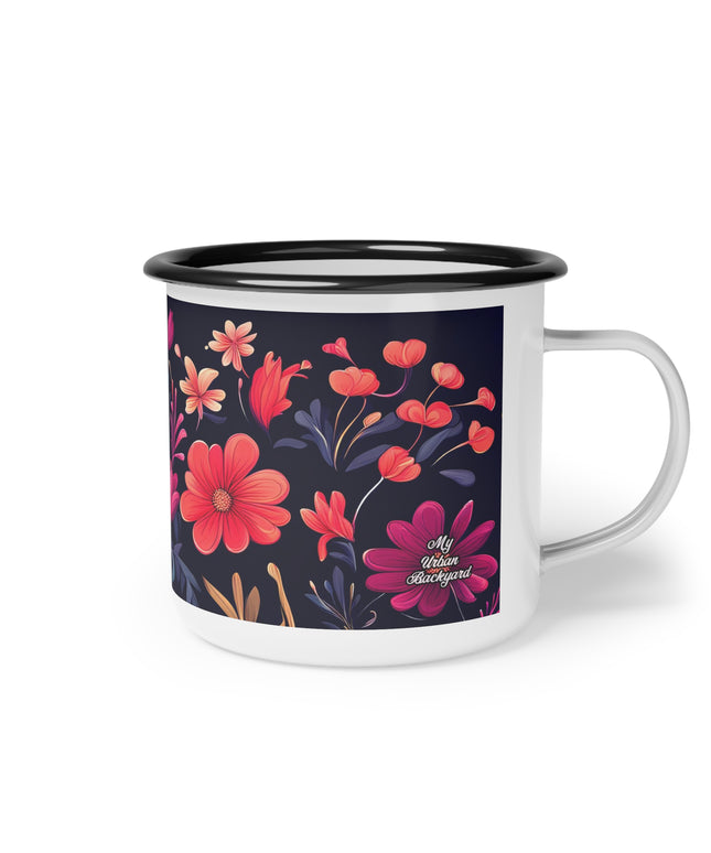 Night Blooming Wildflowers, Enamel Camping Mug for Coffee, Tea, Cocoa, or Cereal - 12oz
