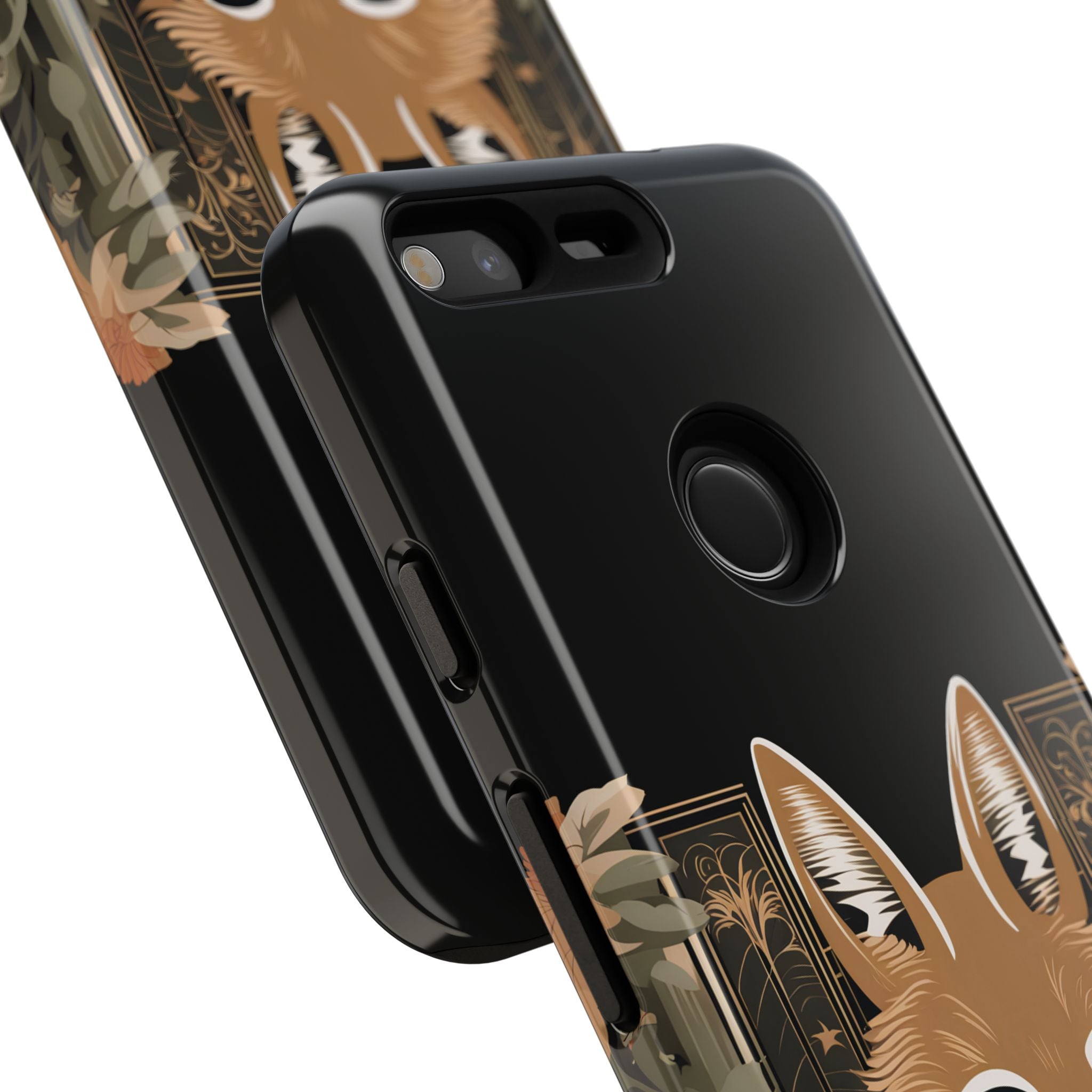 Art Deco Coyote with Flower, Cell Phone Case - Apple, Samsung, Google Pixel