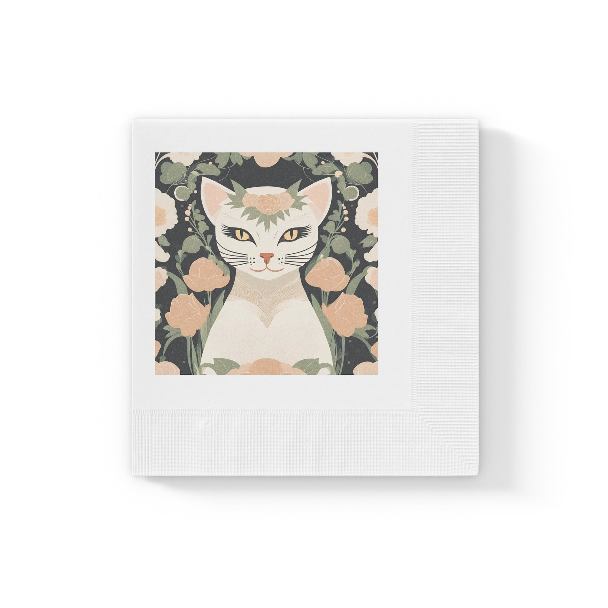 Genevieve Meowcroft, Cat Cocktail Napkins - Vintage Illustration Beverage Napkins, 2 sizes, Pack of 50 or 100