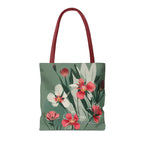White and Red Wildflowers Tote Bag with Cotton Handles For Everyday Use, 3 Sizes