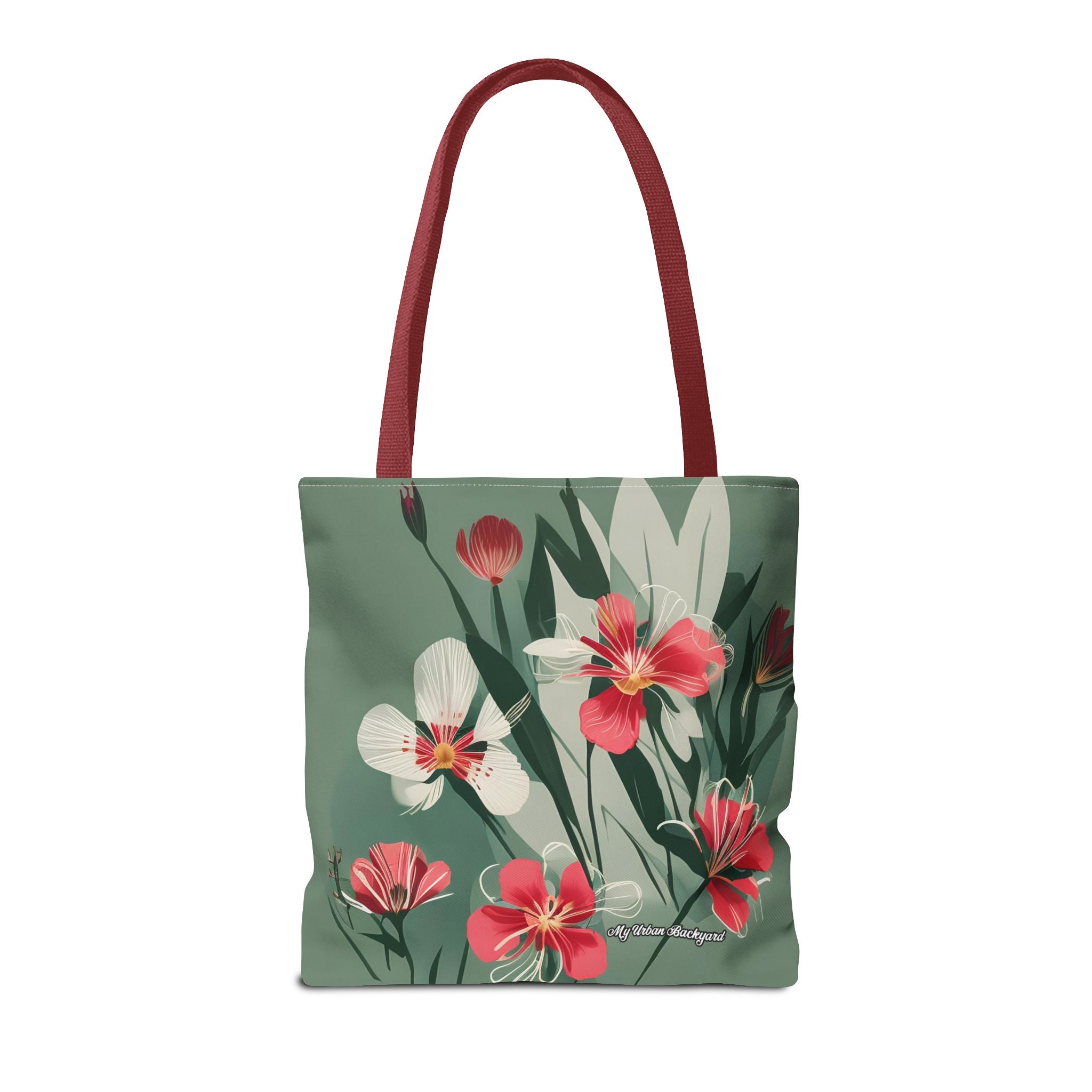 White and Red Wildflowers Tote Bag with Cotton Handles For Everyday Use, 3 Sizes