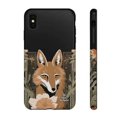 Art Deco Coyote with Flower, Cell Phone Case - Apple, Samsung or Google Pixel