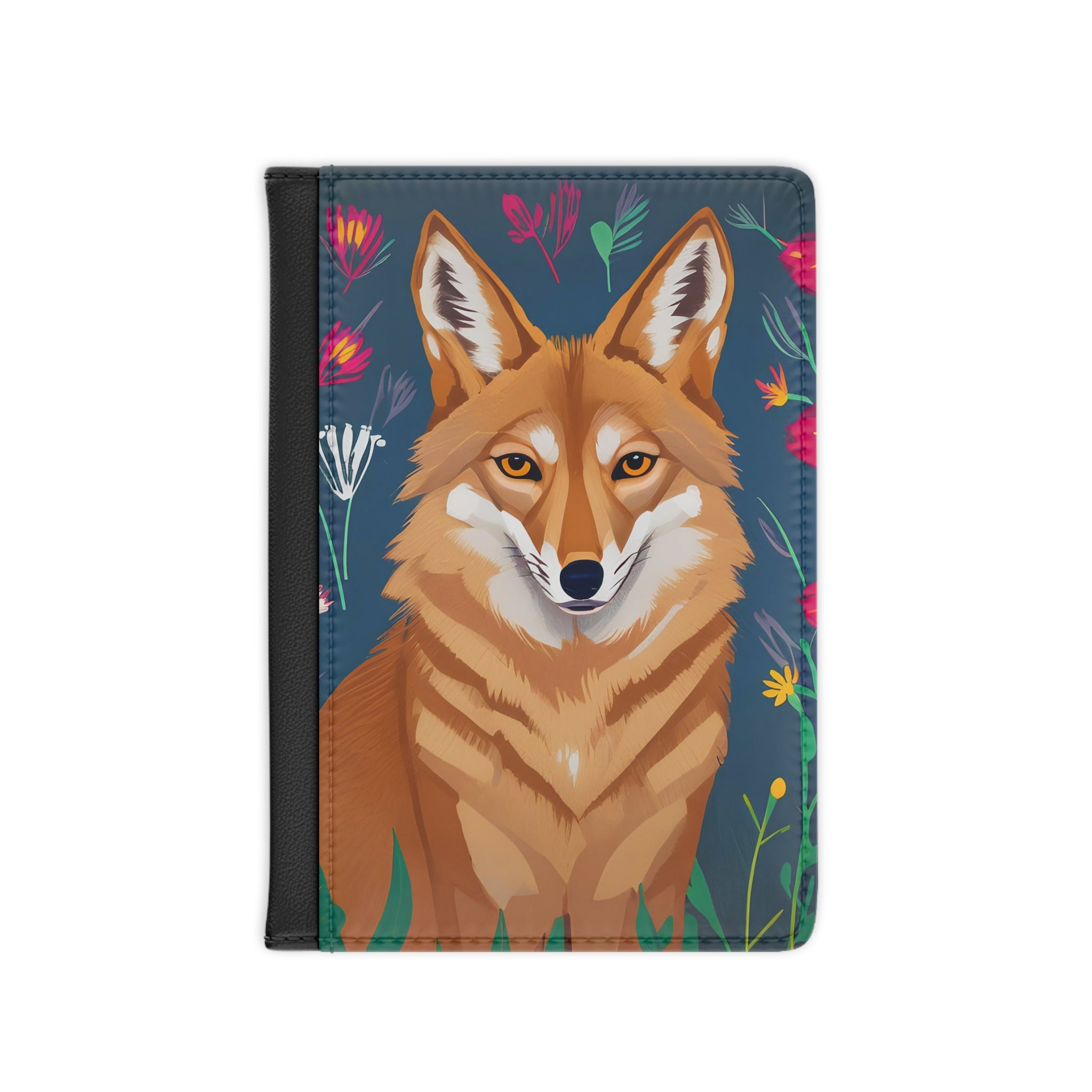Coyote with Red Flowers Passport Cover