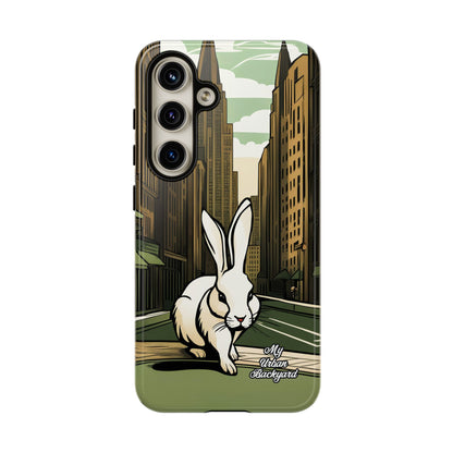 White Rabbit on a City Street, Cell Phone Case - Apple, Samsung, or Google Pixel